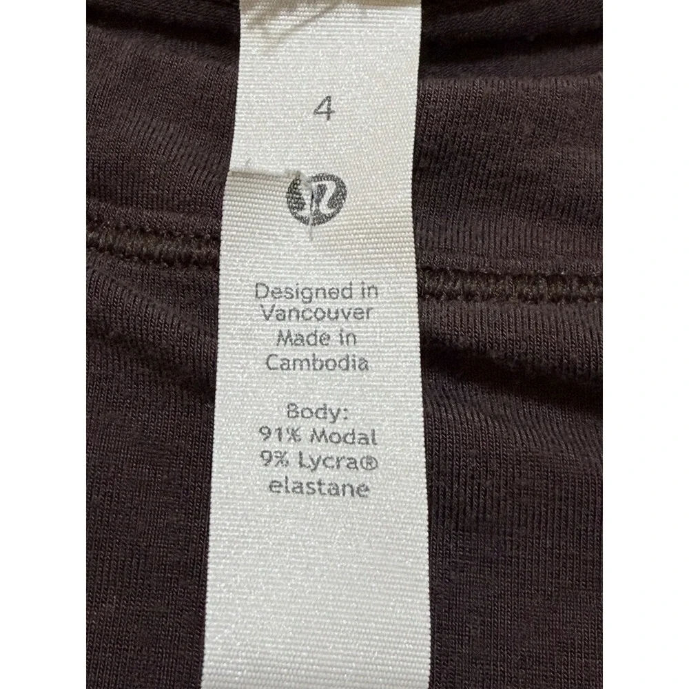 Lululemon Modal Pleated Shoulder Tank Top Women's Size 4 Brown Oversized
